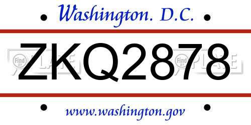 ZKQ2878 District Of Columbia License Plate