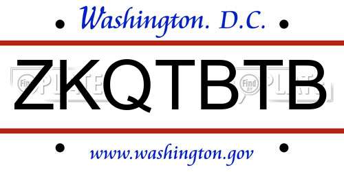 ZKQTBTB District Of Columbia License Plate