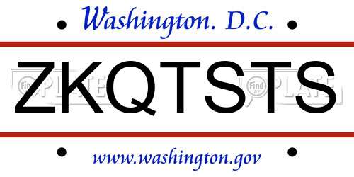 ZKQTSTS District Of Columbia License Plate