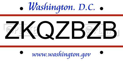 ZKQZBZB District Of Columbia License Plate