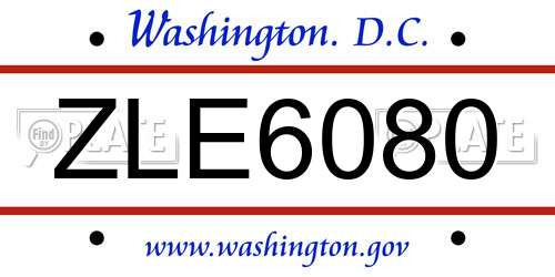 ZLE6080 District Of Columbia License Plate