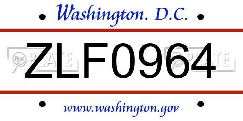 ZLF0964 District Of Columbia License Plate