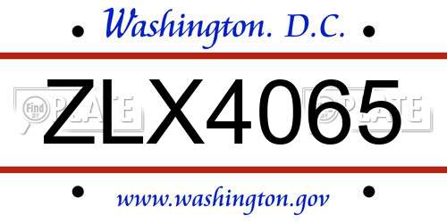 ZLX4065 District Of Columbia License Plate