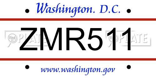 ZMR511 District Of Columbia License Plate