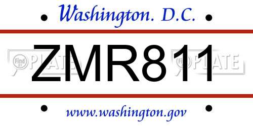ZMR811 District Of Columbia License Plate