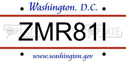ZMR81I District Of Columbia License Plate