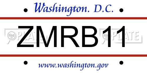 ZMRB11 District Of Columbia License Plate