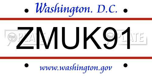 ZMUK91 District Of Columbia License Plate