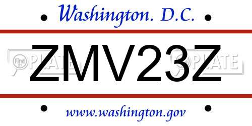 ZMV23Z District Of Columbia License Plate