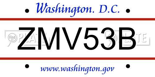 ZMV53B District Of Columbia License Plate