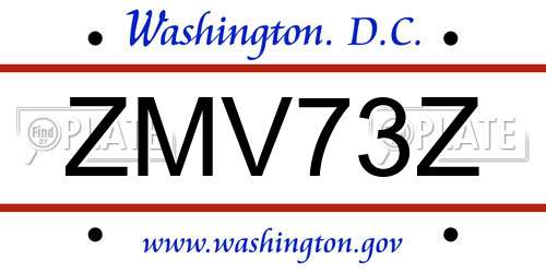 ZMV73Z District Of Columbia License Plate