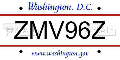 ZMV96Z District Of Columbia License Plate