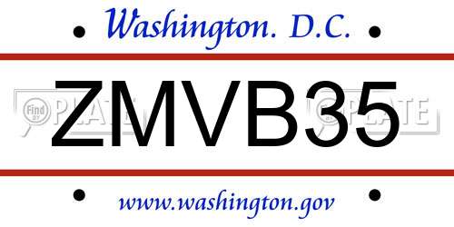ZMVB35 District Of Columbia License Plate