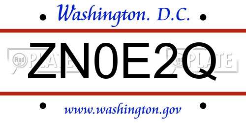 ZN0E2Q District Of Columbia License Plate