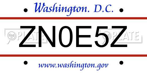 ZN0E5Z District Of Columbia License Plate