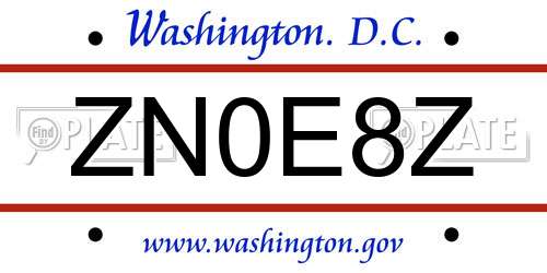ZN0E8Z District Of Columbia License Plate