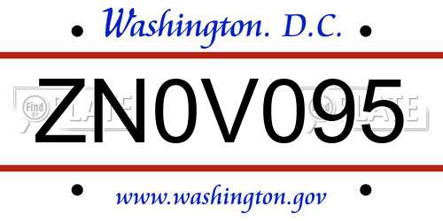 ZN0V095 District Of Columbia License Plate