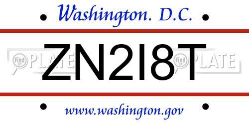 ZN2I8T District Of Columbia License Plate