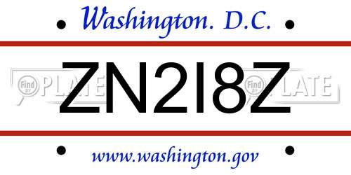 ZN2I8Z District Of Columbia License Plate