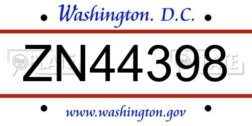 ZN44398 District Of Columbia License Plate