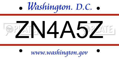 ZN4A5Z District Of Columbia License Plate