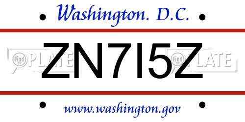 ZN7I5Z District Of Columbia License Plate