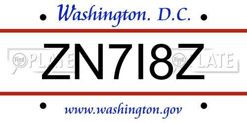 ZN7I8Z District Of Columbia License Plate