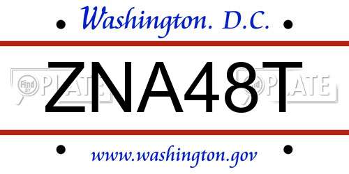 ZNA48T District Of Columbia License Plate