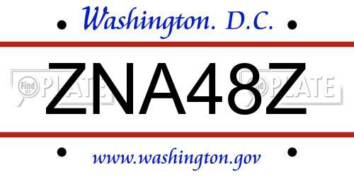 ZNA48Z District Of Columbia License Plate