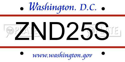 ZND25S District Of Columbia License Plate