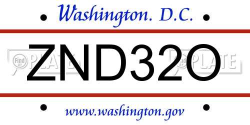ZND32O District Of Columbia License Plate