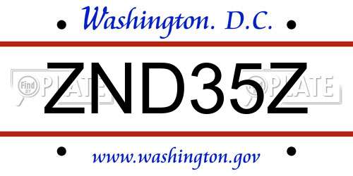 ZND35Z District Of Columbia License Plate