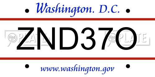 ZND37O District Of Columbia License Plate
