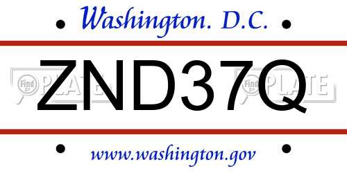 ZND37Q District Of Columbia License Plate