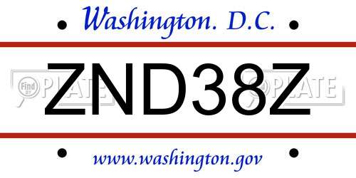 ZND38Z District Of Columbia License Plate