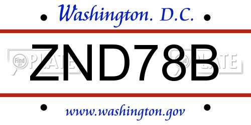 ZND78B District Of Columbia License Plate