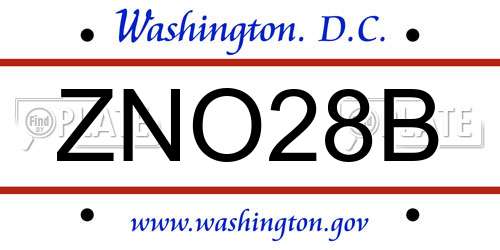 ZNO28B District Of Columbia License Plate