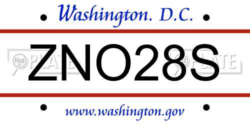 ZNO28S District Of Columbia License Plate