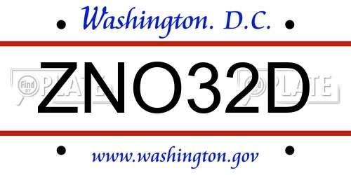 ZNO32D District Of Columbia License Plate
