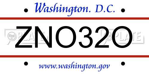 ZNO32O District Of Columbia License Plate