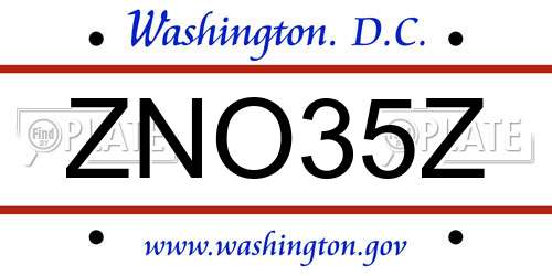 ZNO35Z District Of Columbia License Plate