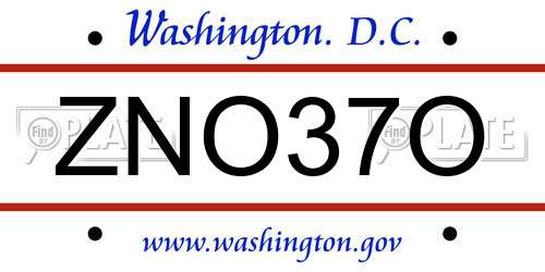 ZNO37O District Of Columbia License Plate