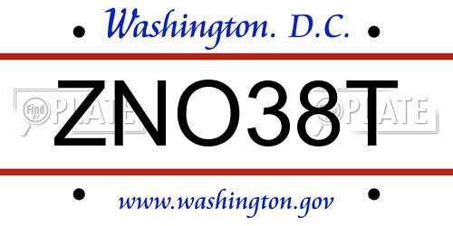 ZNO38T District Of Columbia License Plate