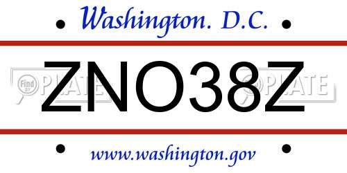ZNO38Z District Of Columbia License Plate