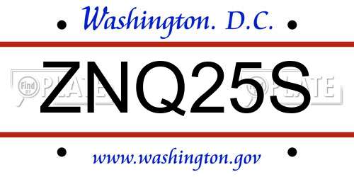 ZNQ25S District Of Columbia License Plate