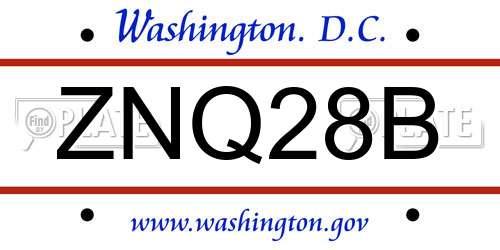 ZNQ28B District Of Columbia License Plate