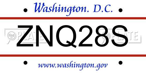 ZNQ28S District Of Columbia License Plate