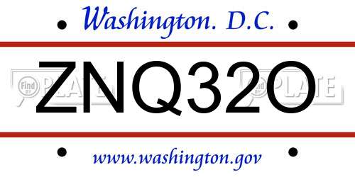 ZNQ32O District Of Columbia License Plate