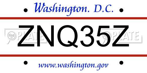 ZNQ35Z District Of Columbia License Plate