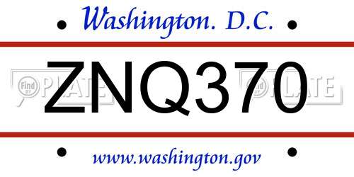 ZNQ370 District Of Columbia License Plate